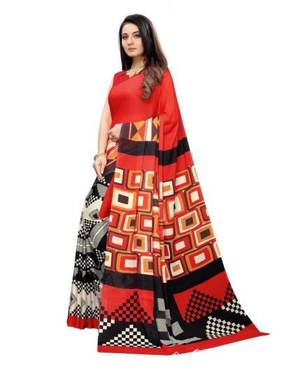 Red Coloured Georgette Digital Printed Casual saree | Leemboodi