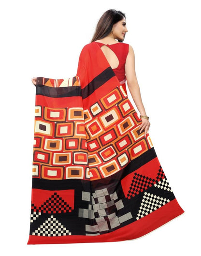 Red Coloured Georgette Digital Printed Casual saree | Leemboodi