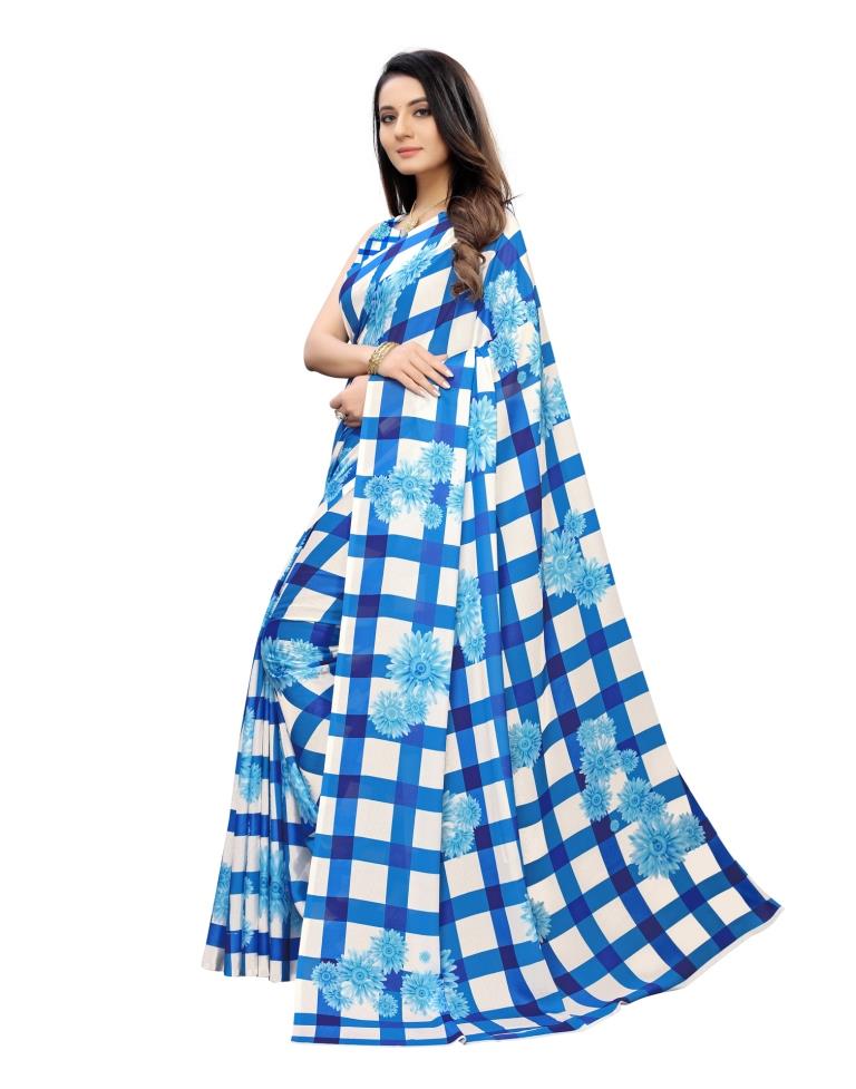 Blue Coloured Georgette Digital Printed Casual saree | Leemboodi