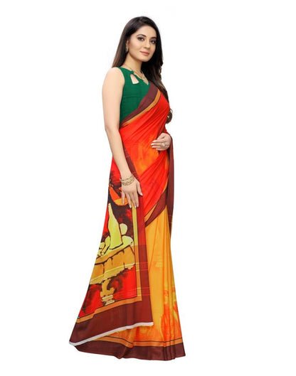 Red Coloured Georgette Digital Printed Casual saree | Leemboodi