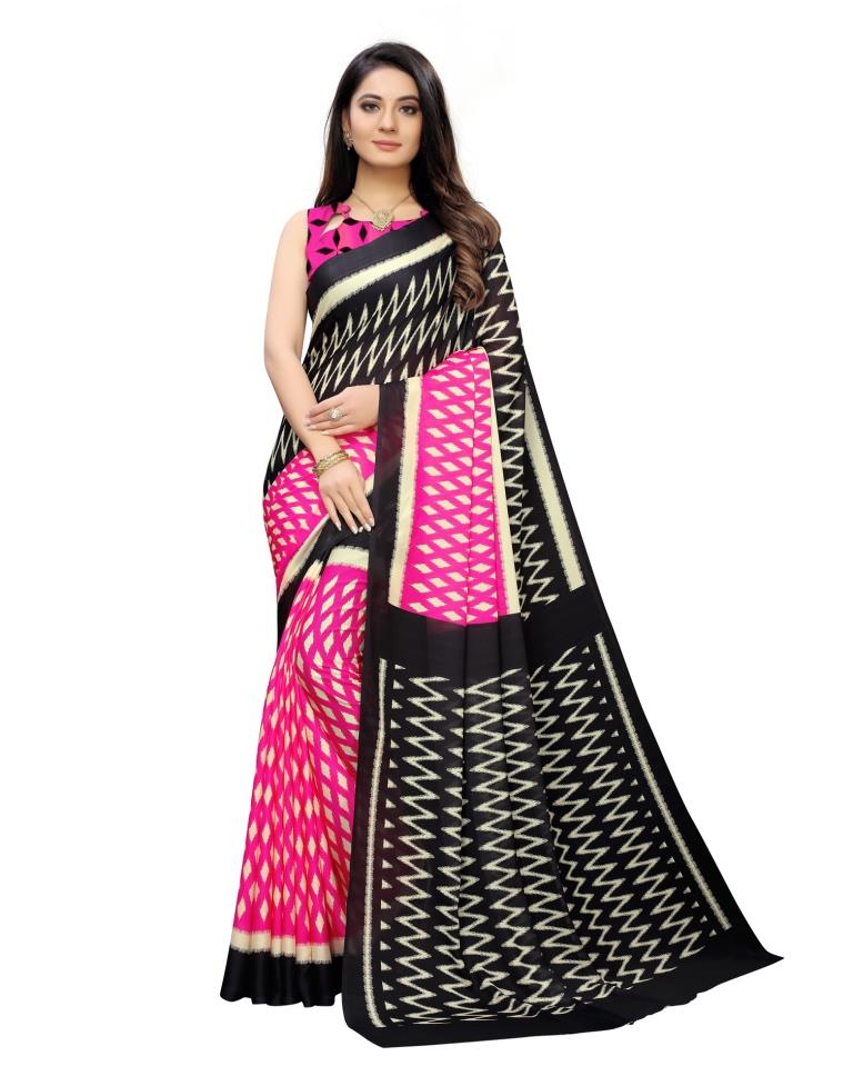 Pink Coloured Georgette Digital Printed Casual saree | Leemboodi
