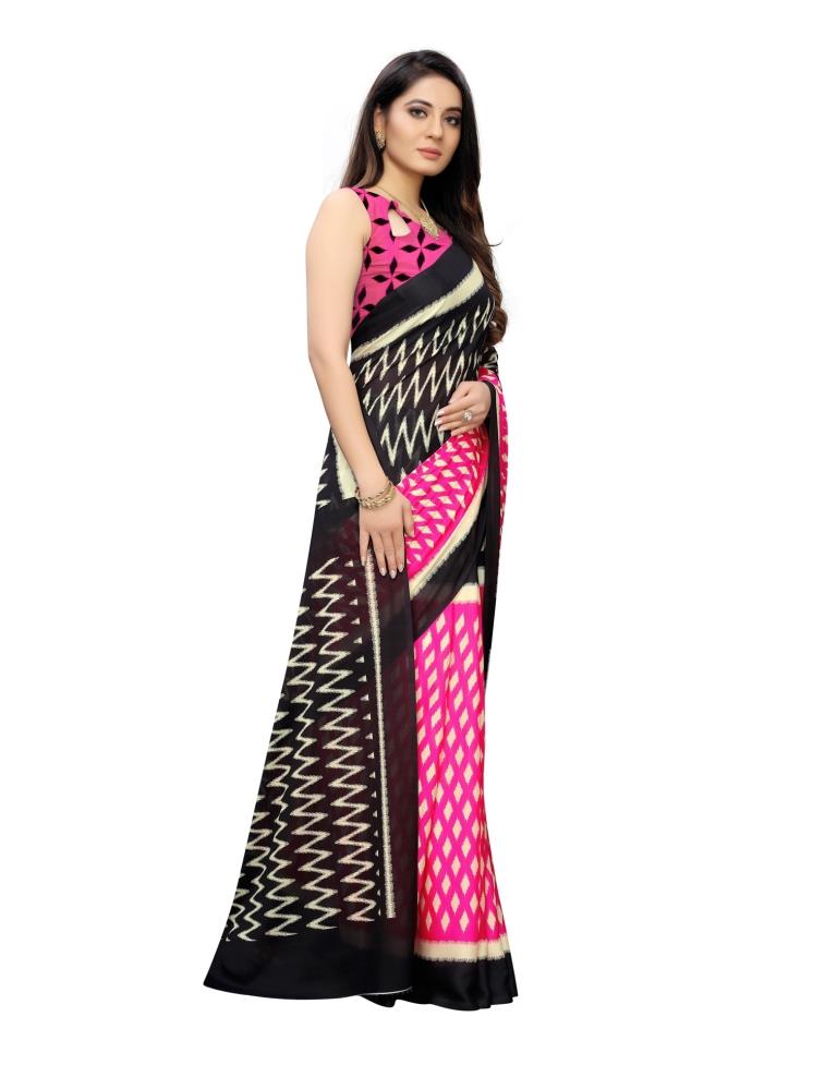Pink Coloured Georgette Digital Printed Casual saree | Leemboodi