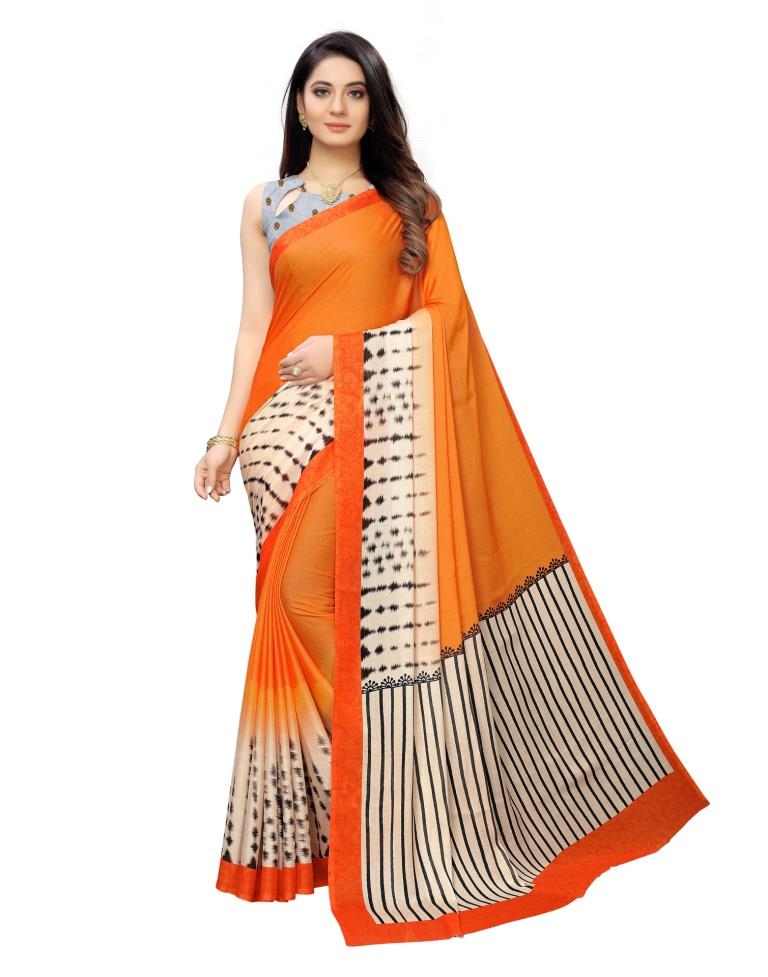 Orange Coloured Georgette Digital Printed Casual saree | Leemboodi
