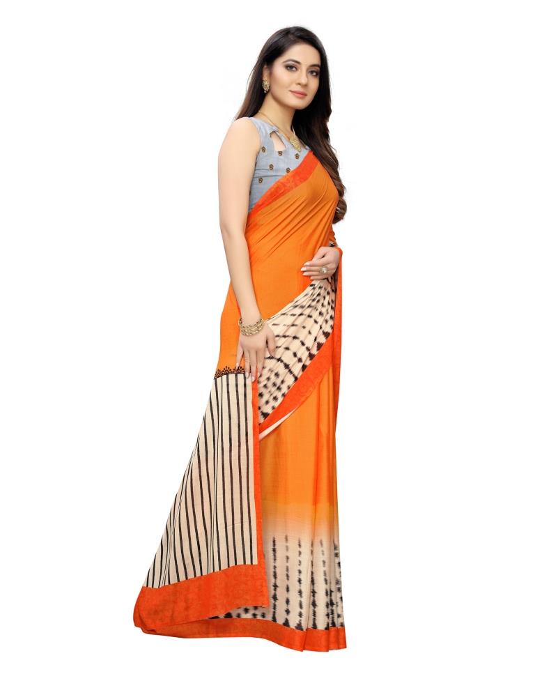 Orange Coloured Georgette Digital Printed Casual saree | Leemboodi