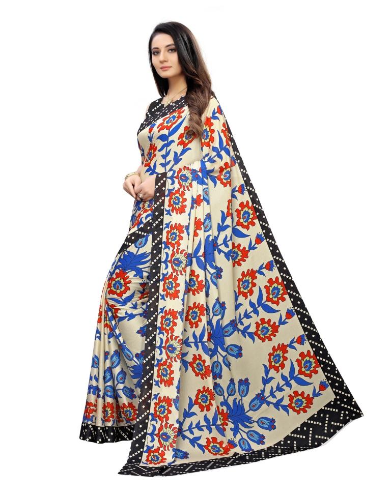 Cream Coloured Georgette Digital Printed Casual saree | Leemboodi