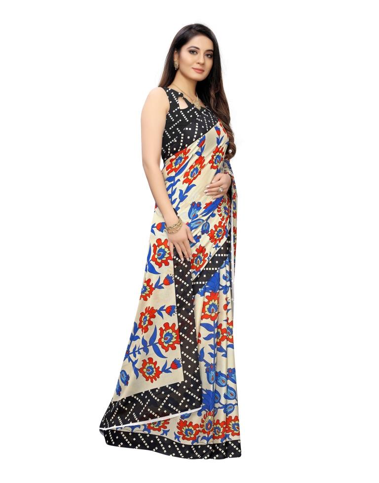Cream Coloured Georgette Digital Printed Casual saree | Leemboodi