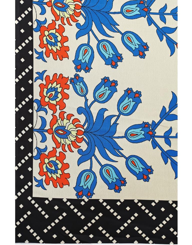 Cream Coloured Georgette Digital Printed Casual saree | Leemboodi