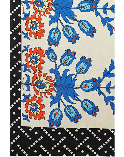 Cream Coloured Georgette Digital Printed Casual saree | Leemboodi