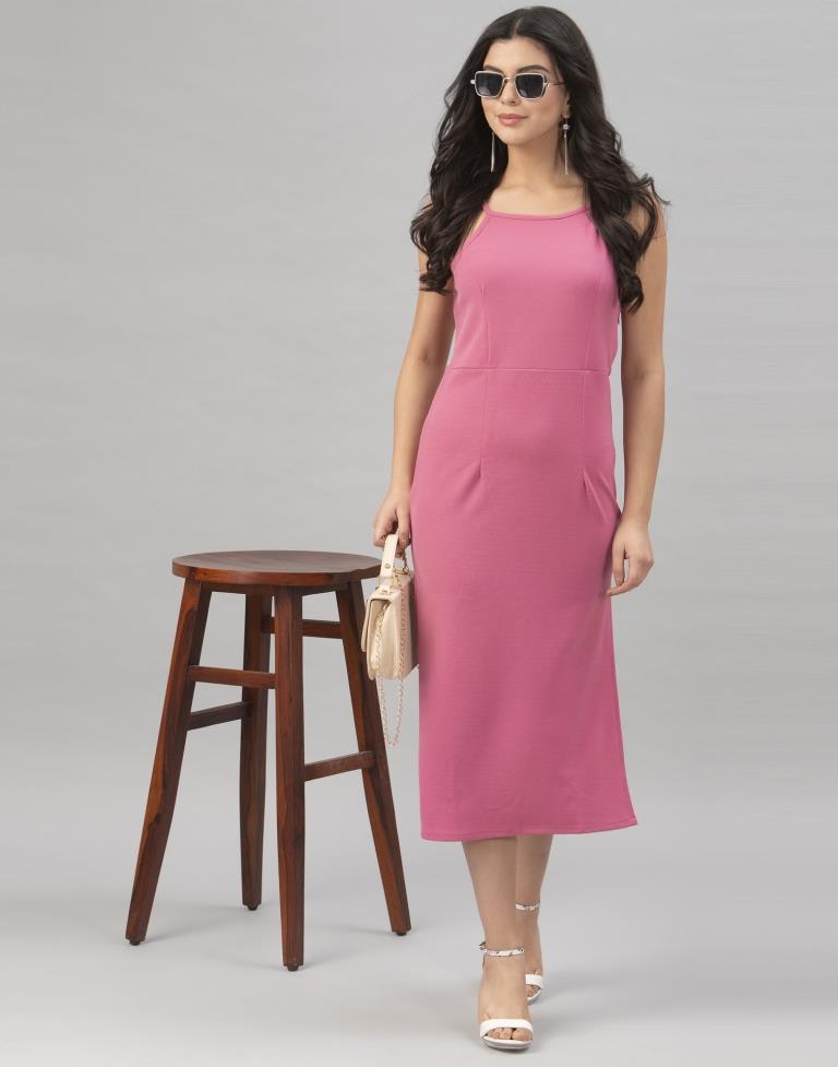Contemporary Pink Coloured Knitted Lycra Tops | Sudathi
