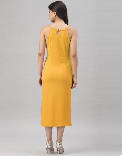 Brilliant Mustard Yellow Coloured Knitted Lycra Tops | Sudathi