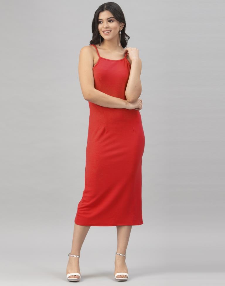 Creative Red Coloured Knitted Lycra Tops | Sudathi