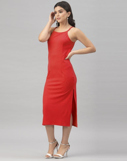 Creative Red Coloured Knitted Lycra Tops | Sudathi