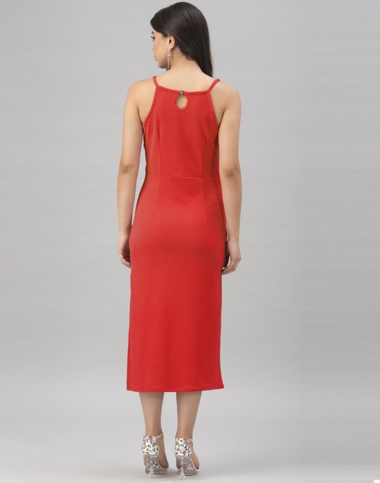 Creative Red Coloured Knitted Lycra Tops | Sudathi