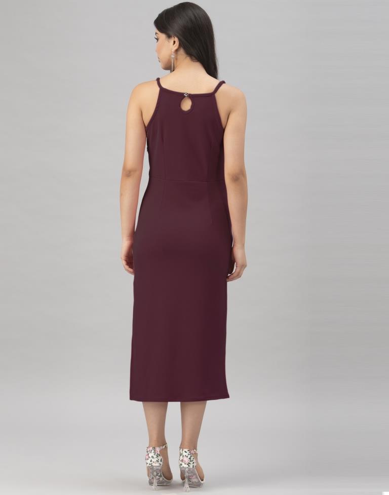 Enticing Dark Brown Coloured Knitted Lycra Tops | Sudathi