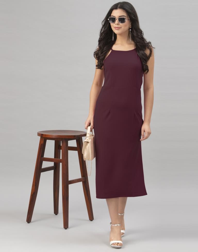 Enticing Dark Brown Coloured Knitted Lycra Tops | Sudathi