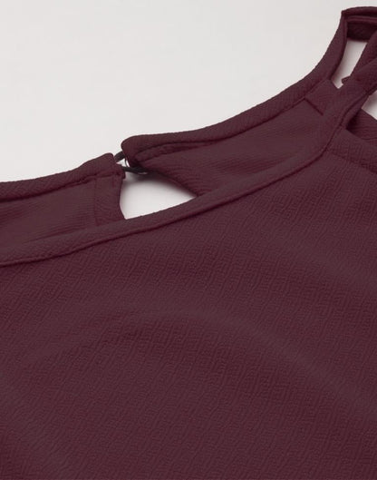 Enticing Dark Brown Coloured Knitted Lycra Tops | Sudathi