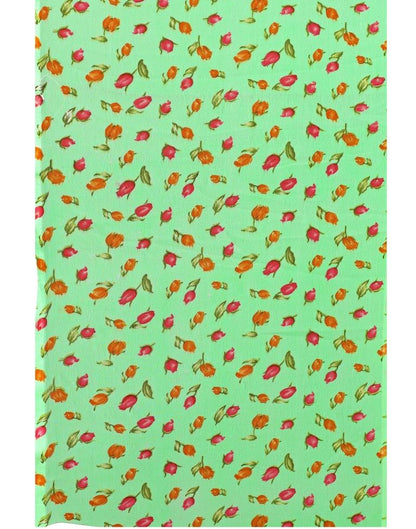 Lime Green Coloured Printed Georgette Saree | Sudathi