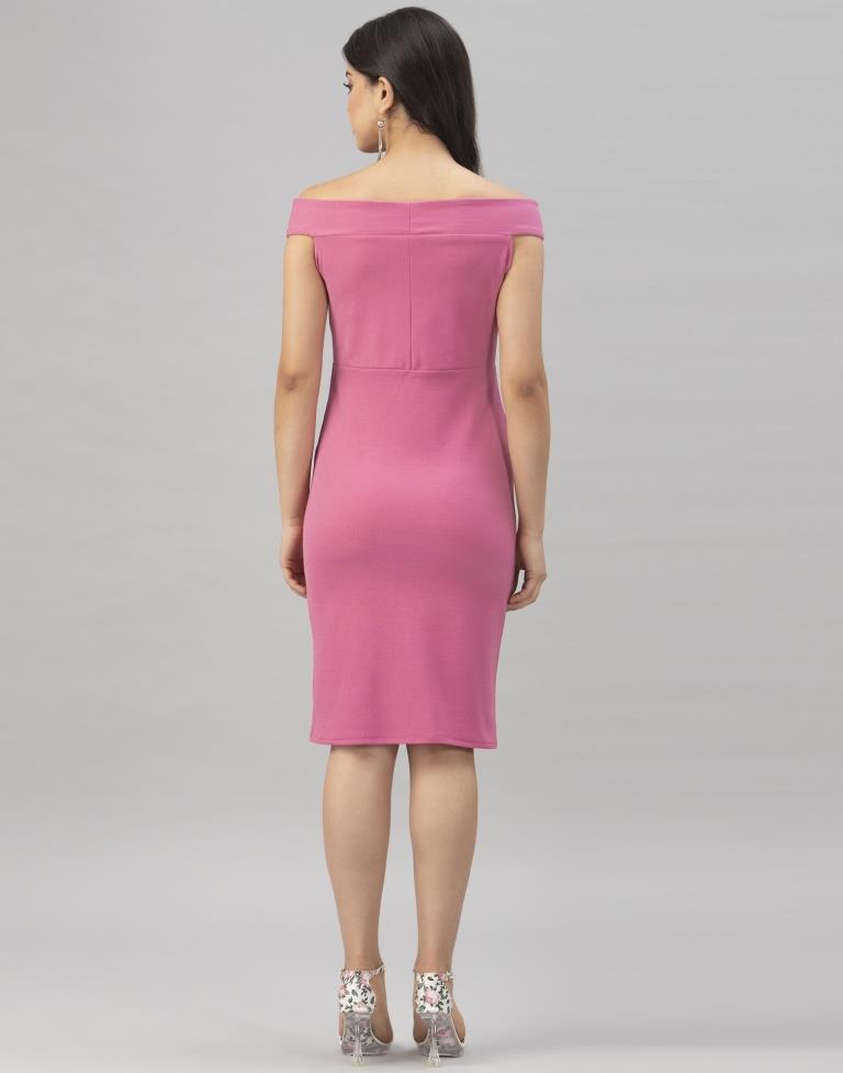 Pink Coloured Knitted Lycra Bodycon | Sudathi