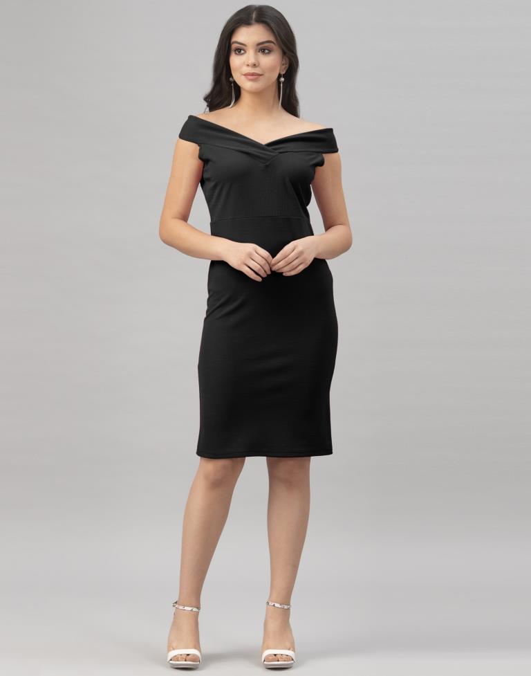 Black Off shoulder Bodycon Dress | Sudathi