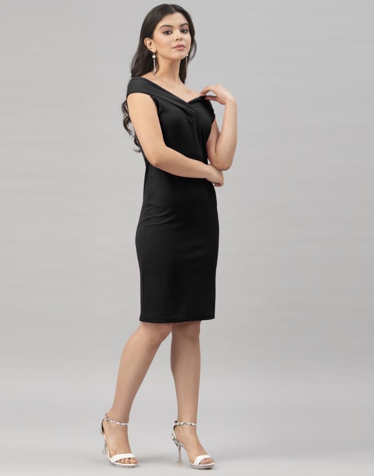 Black Off shoulder Bodycon Dress | Sudathi