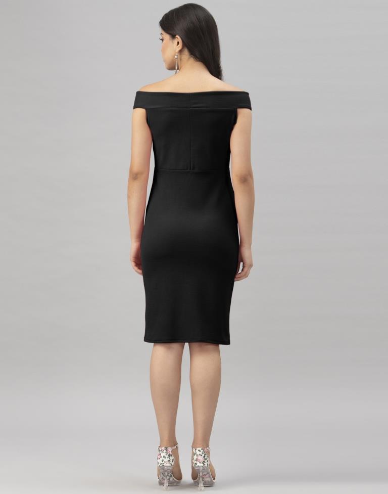 Black Off shoulder Bodycon Dress | Sudathi