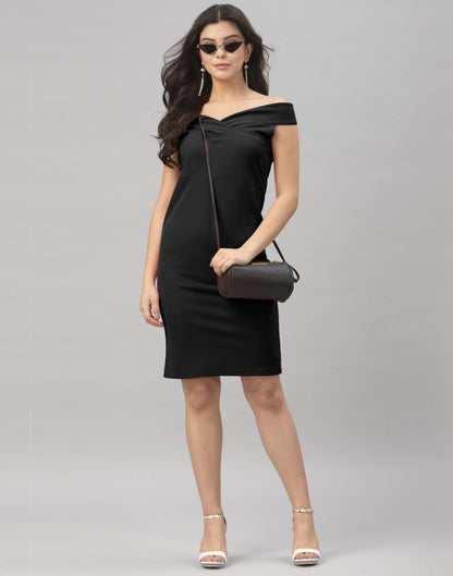 Black Off shoulder Bodycon Dress | Sudathi