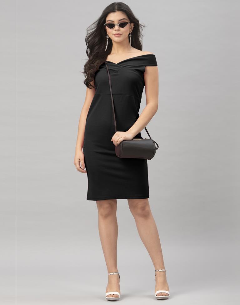 Black Off shoulder Bodycon Dress | Sudathi