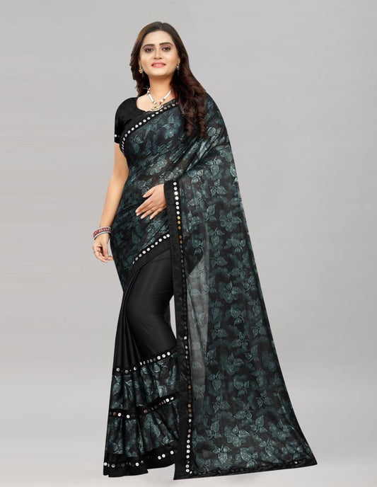 Black Printed Saree | Leemboodi