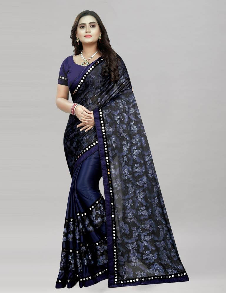 Blue Printed Saree | Leemboodi