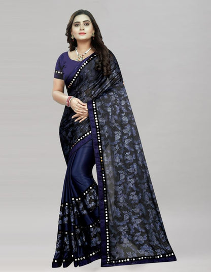 Blue Printed Saree | Leemboodi