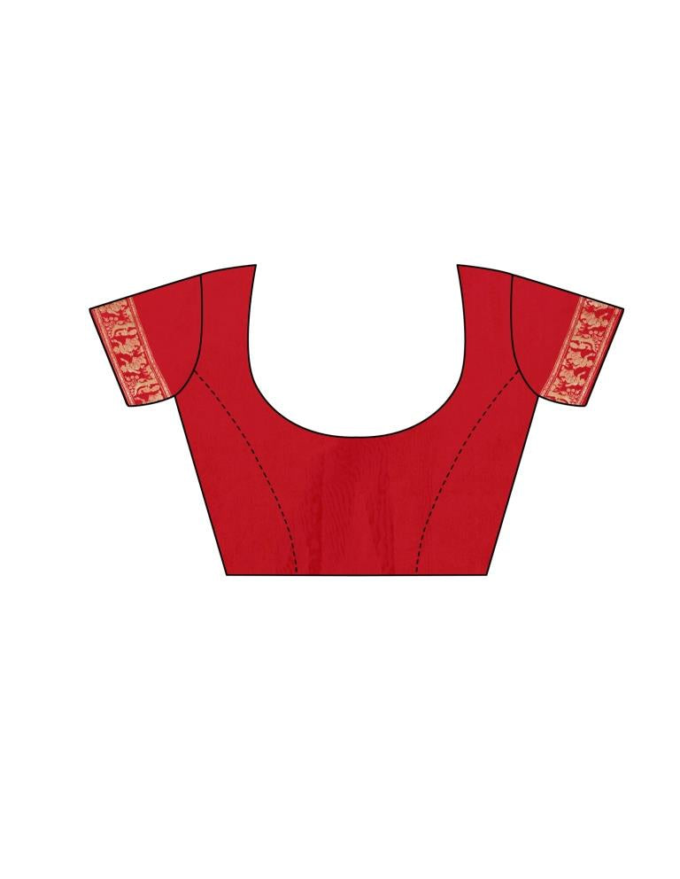 Red Coloured Poly Silk Jacquard Partywear saree | Leemboodi