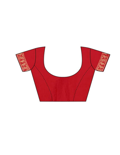Red Coloured Poly Silk Jacquard Partywear saree | Leemboodi