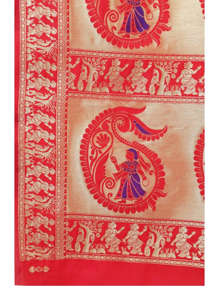 Red Coloured Poly Silk Jacquard Partywear saree | Leemboodi