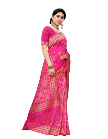 Pink Coloured Poly Silk Jacquard Partywear saree | Leemboodi