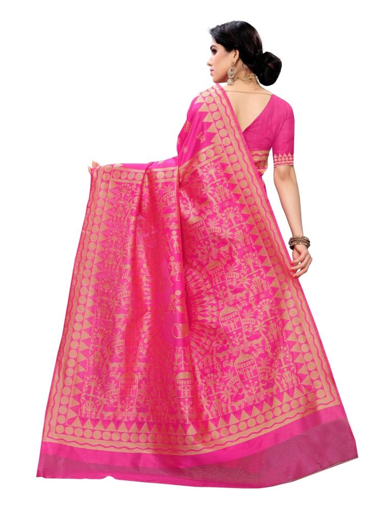 Pink Coloured Poly Silk Jacquard Partywear saree | Leemboodi