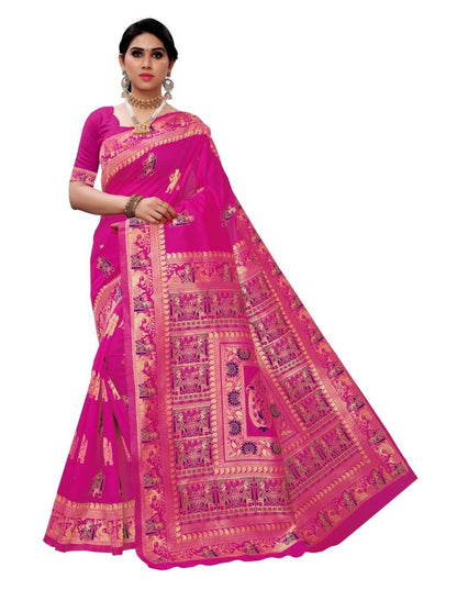 Pink Coloured Poly Silk Jacquard Partywear saree | Leemboodi