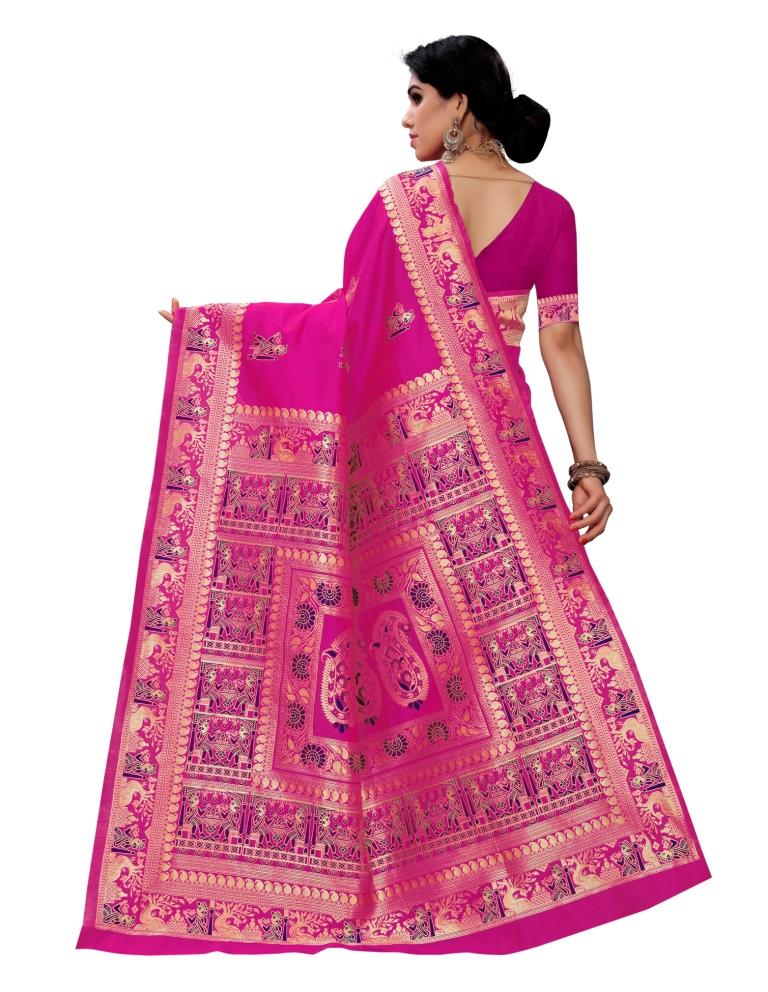 Pink Coloured Poly Silk Jacquard Partywear saree | Leemboodi