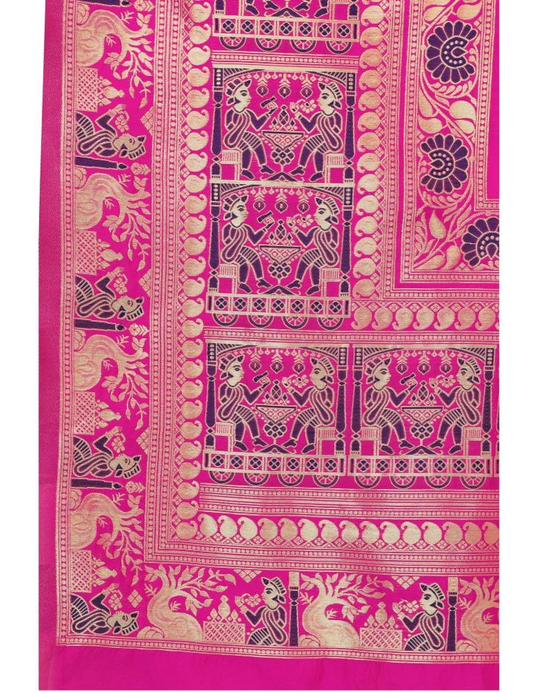 Pink Coloured Poly Silk Jacquard Partywear saree | Leemboodi