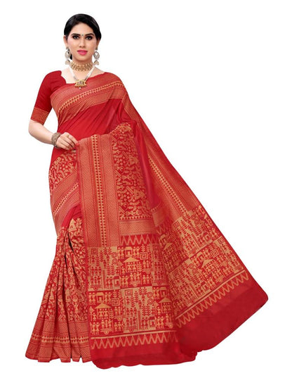 Red Coloured Poly Silk Jacquard Partywear saree | Leemboodi
