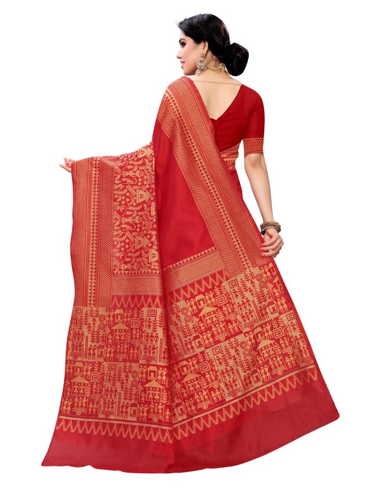 Red Coloured Poly Silk Jacquard Partywear saree | Leemboodi