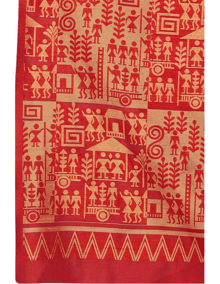 Red Coloured Poly Silk Jacquard Partywear saree | Leemboodi