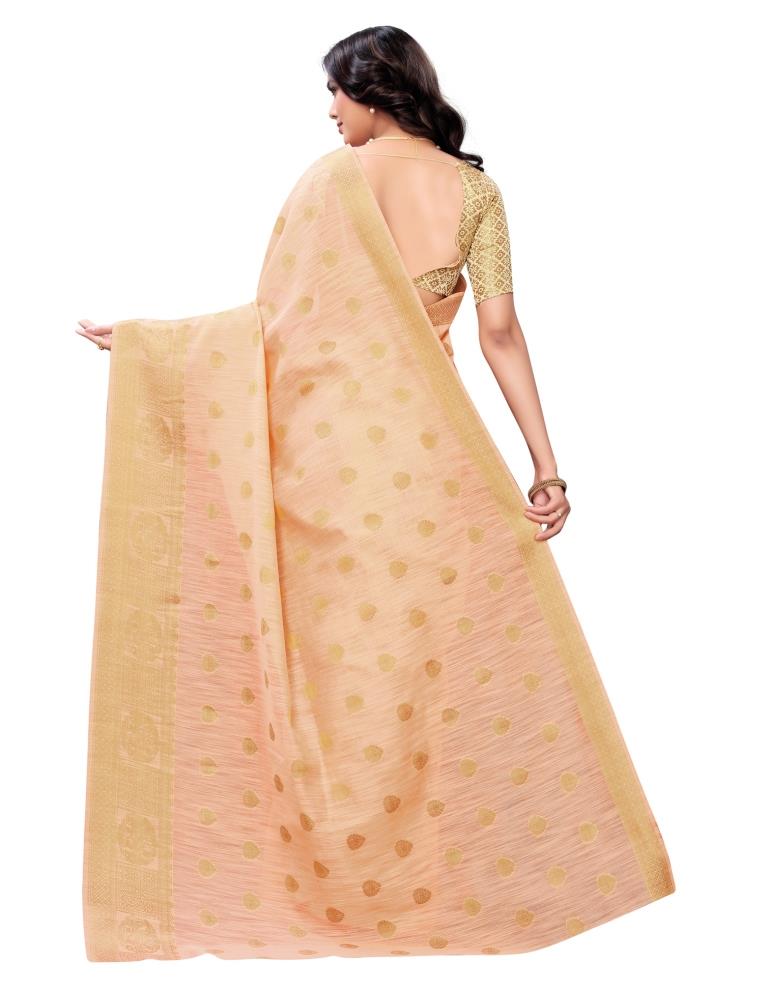 Peach Coloured Chanderi Jacquard Partywear saree | Sudathi