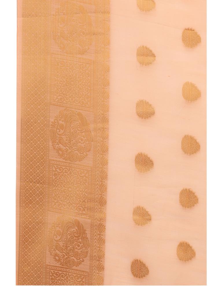 Peach Coloured Chanderi Jacquard Partywear saree | Sudathi