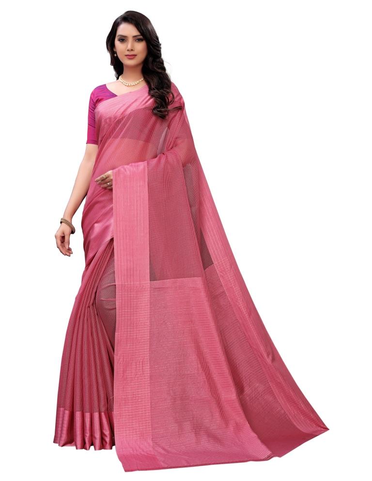 Watermelon Pink Coloured Poly Silk Self Design Partywear saree | Sudathi
