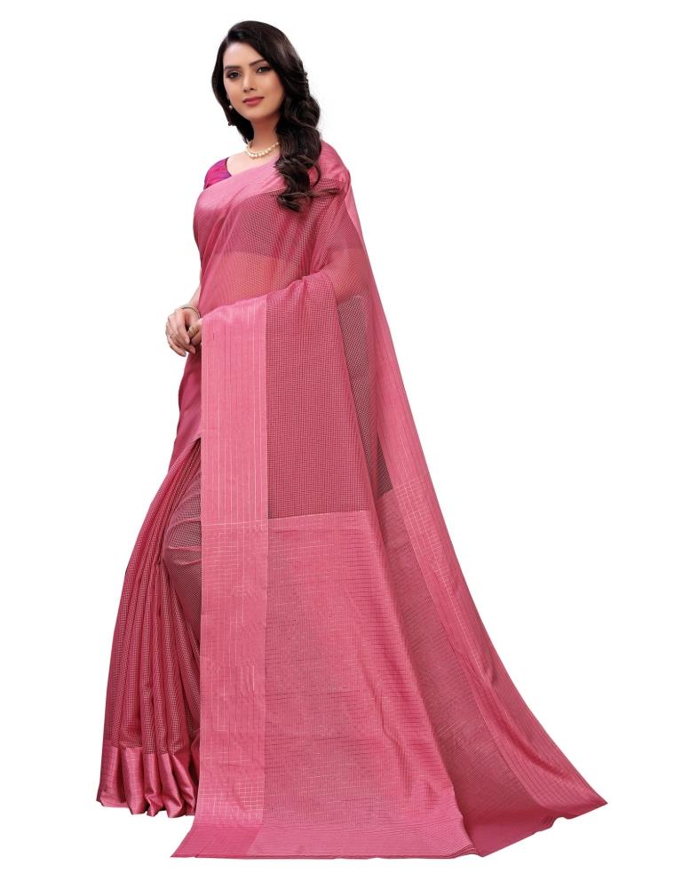 Watermelon Pink Coloured Poly Silk Self Design Partywear saree | Sudathi