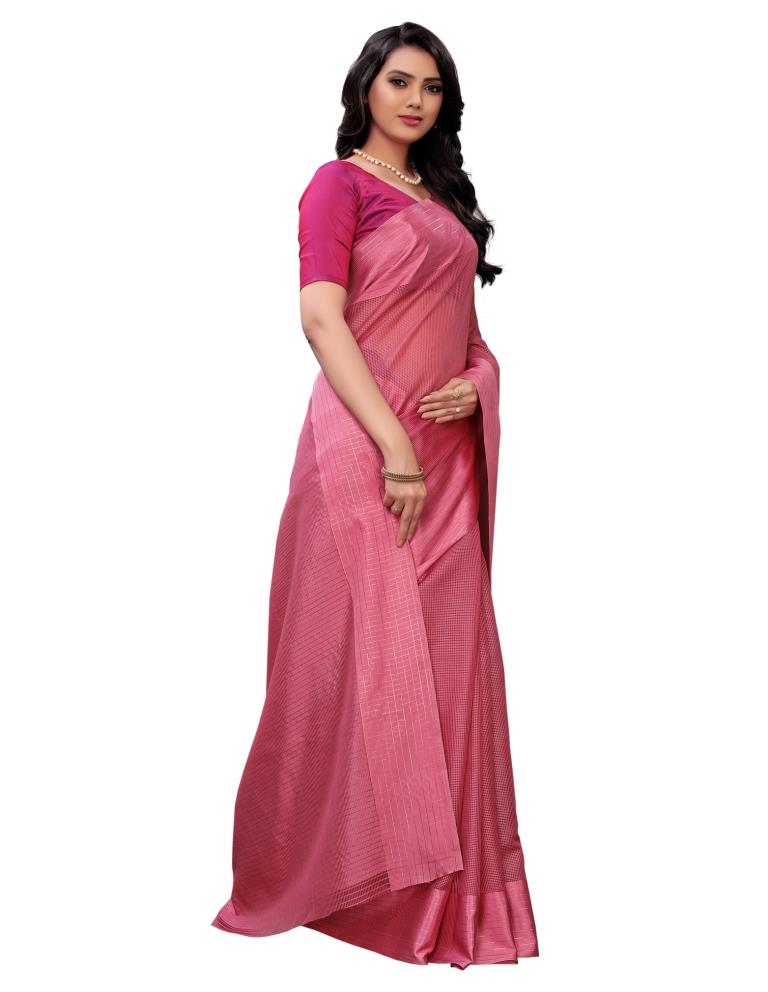 Watermelon Pink Coloured Poly Silk Self Design Partywear saree | Sudathi