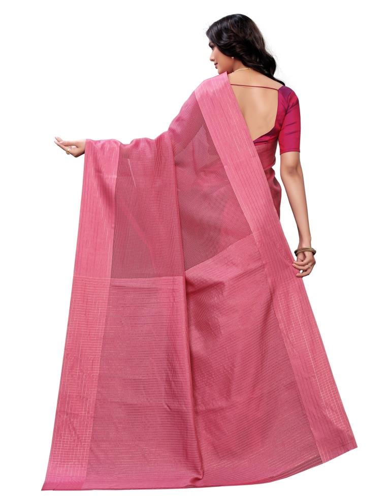 Watermelon Pink Coloured Poly Silk Self Design Partywear saree | Sudathi