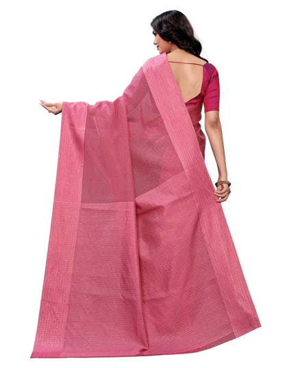 Watermelon Pink Coloured Poly Silk Self Design Partywear saree | Sudathi