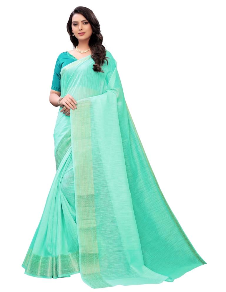 Seafoam Green Coloured Chanderi Jacquard Partywear saree | Leemboodi