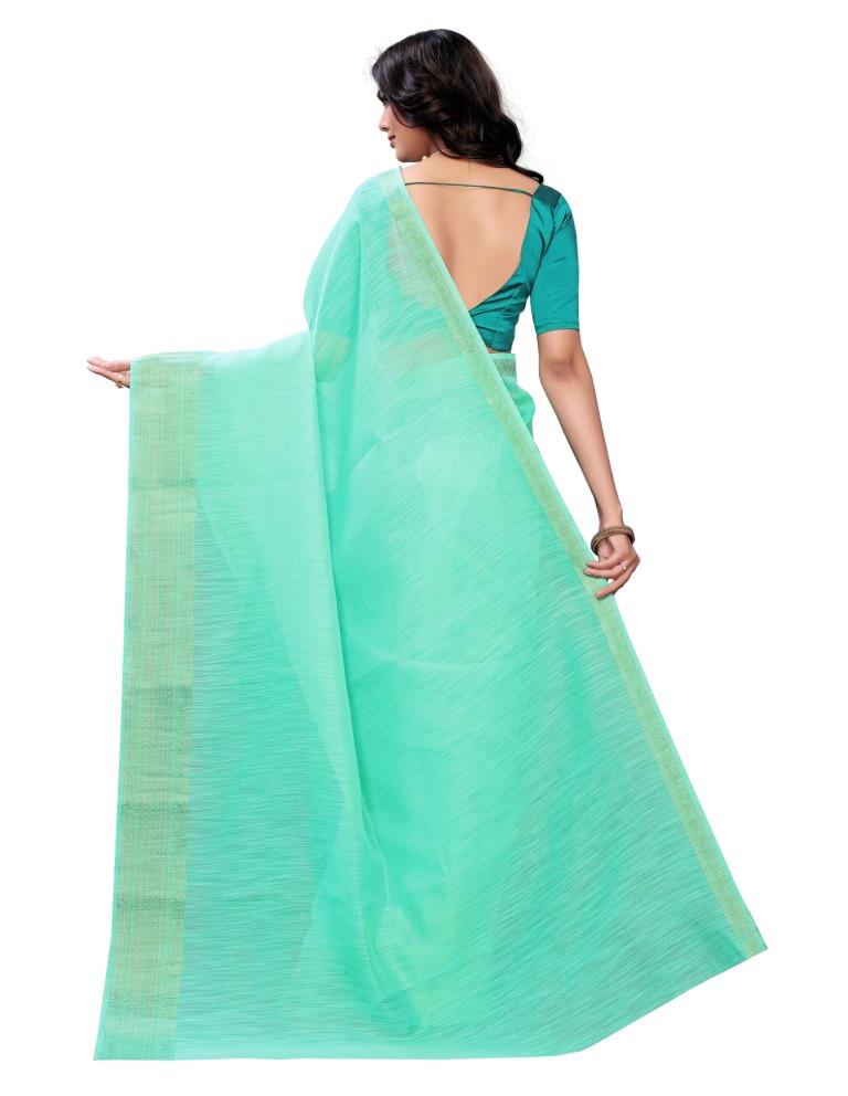 Seafoam Green Coloured Chanderi Jacquard Partywear saree | Leemboodi